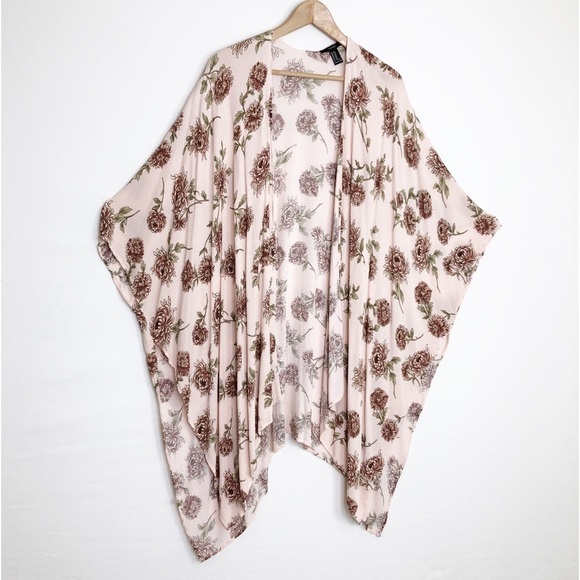 Forever, 21 blush pink floral BoHo kimono - Picture 5 of 6
